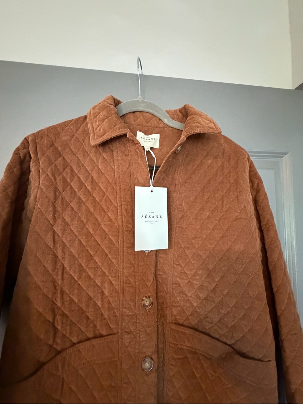 Sezane Quilted Brown Jacket - Picture 2 of 4